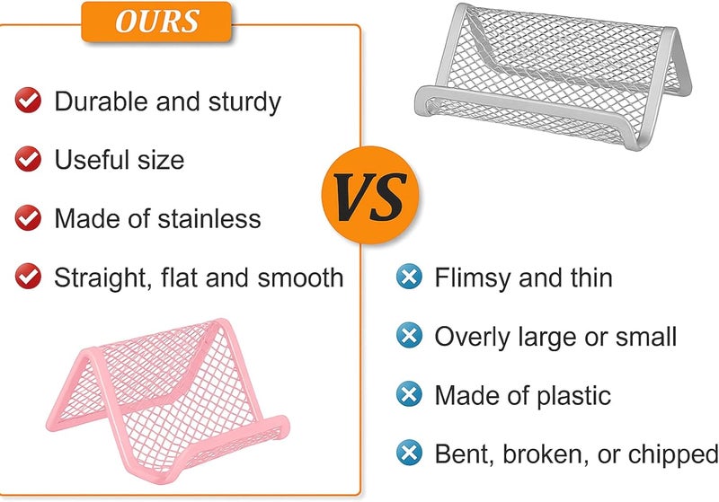 EMOMAS Business Card Holder for Desk, Office Desktop Business Card Display Holder, Mesh Business Card Holder, Desk Accessories for Women and Men, Pink(3 Pack) - Image 5